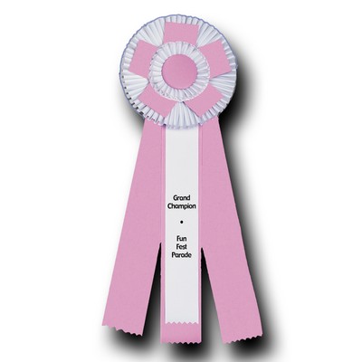 Custom Spectrum Rosette Ribbon w/3 Streamers & Underlay (5 1/2"x17")