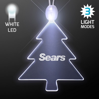 Acrylic Christmas Tree Shape Necklace with White LED - PRINTED