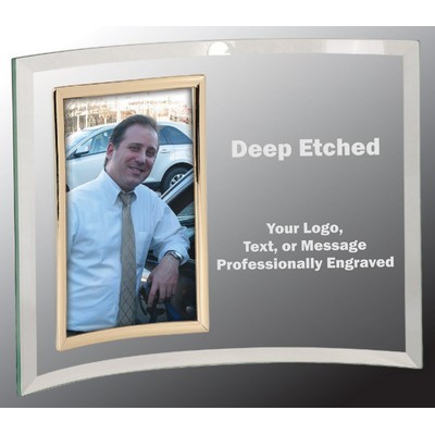 11" x 8" Jade Glass Crescent with 4" x 6" Picture Frame Award