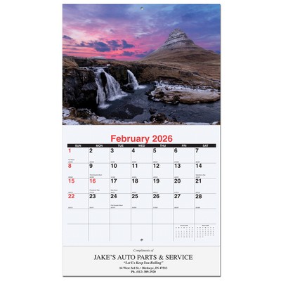 Peaceful Peaks Monthly Wall Calendar w/Staple Binding (10 5/8"x 18 ¼")