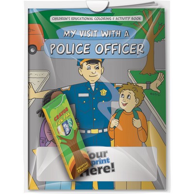 Combo Pack - "My Visit With a Police Officer" Coloring Book & 4-Pack of Crayon in a Poly Bag