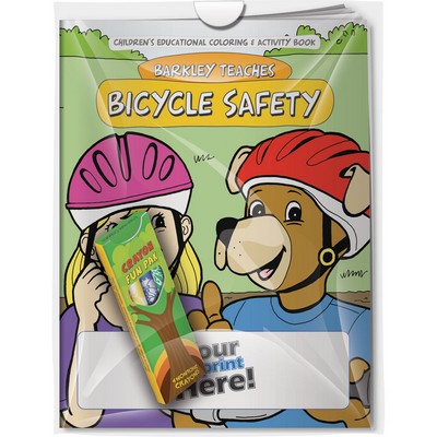 Combo Pack - "Barkley Teaches Bicycle Safety" Coloring Book & 4-Pack of Crayon (Imprinted)