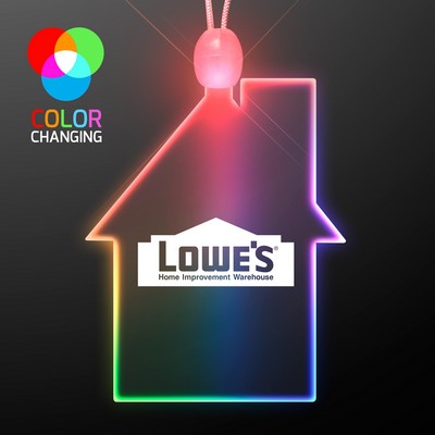 Imprinted House Light Up Necklace with Multicolor LED - PRINTED