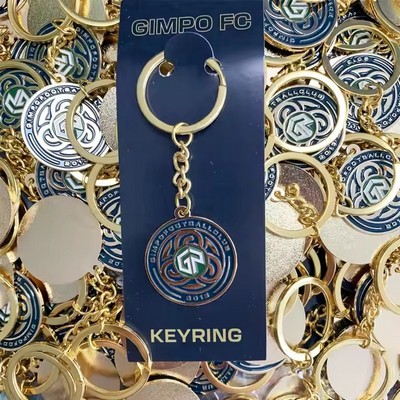 Die Struck Soft Enamel Metal Keychain With Backer Card