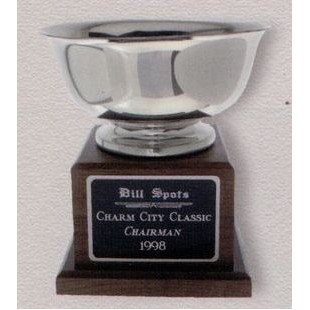 4" Silver Plated Revere Bowl on Walnut Base