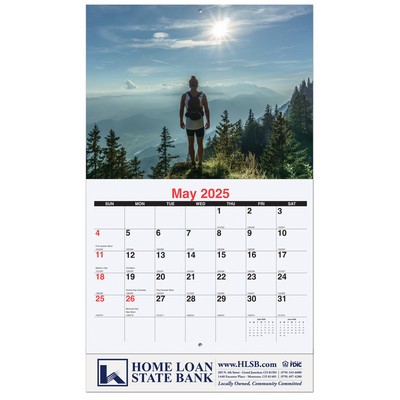 Active Lifestyle Monthly Wall Calendar w/Staple Binding (10 5/8"x 18 ¼")