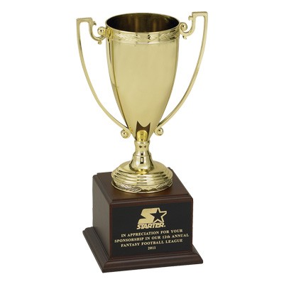 17 1/2" Trophy with 13" Gold Cup on Walnut Wood Base