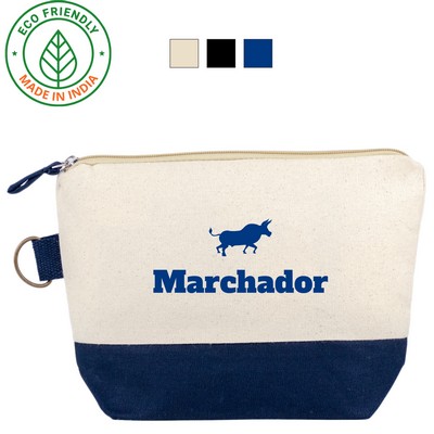 Travel 11 oz Canvas Pouch Bag | Makeup Toiletry Tech Organizer Kit Navy (11x7x3)