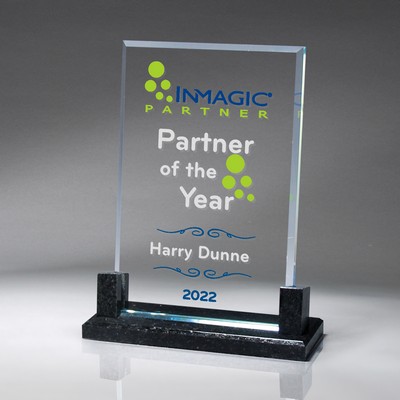 Rectangle Bevel Glass and Marble Pillar Base (Large)