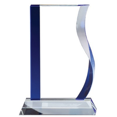 Sapphire Wave Glass Award, 9 1/4"H
