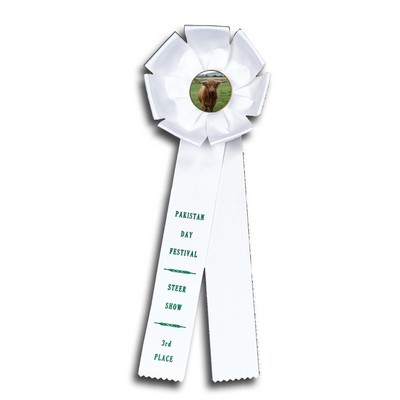 Custom Flower Rosette Ribbon w/ 2 Streamers (6"x16")