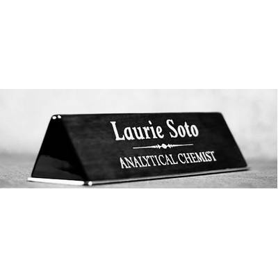 Piano Finish Desk Name Wedge w/Silver Base