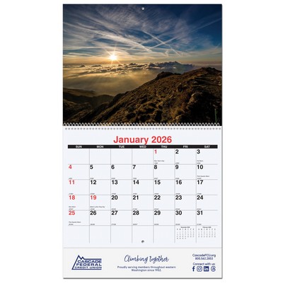 Peaceful Peaks Monthly Wall Calendar w/Coil Binding (10 5/8"x 18 ¼")