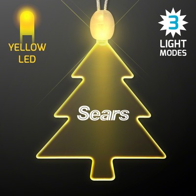 Acrylic Christmas Tree Shape Necklace with Yellow LED - PRINTED