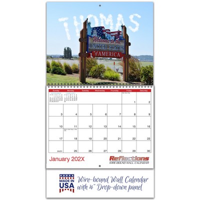Reflections Wire-bound 12-Month/13-Photo Wall Calendar with 4" drop-down panel