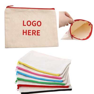 Canvas Zippered Pencil Case for Students