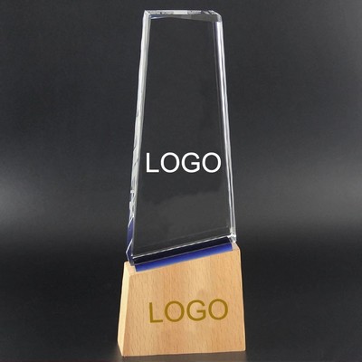 Crystal Peak Trophy With Wood Base