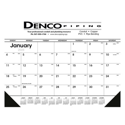 Triumph® Calendars Black & White Desk Pad with Vinyl Corners