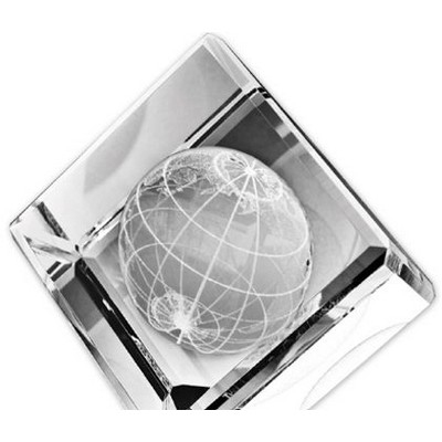 Beveled Standing Crystal Cube 3D Globe