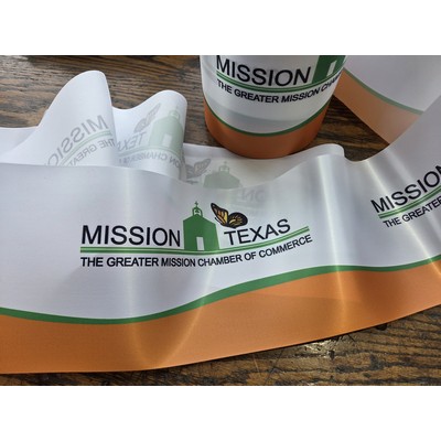 Cut Edge Polyester Satin Florist Ribbon w/Full Color Dye Sub Background (12"x 3.3 Yard Roll)