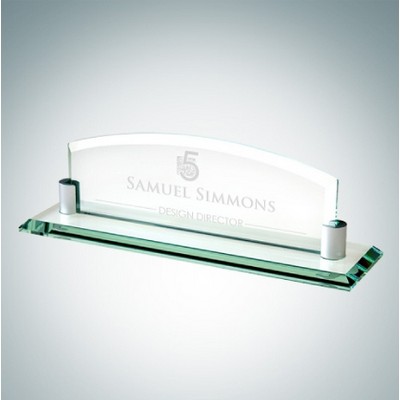 Jade Glass Nameplate w/ Aluminum Holder (Large)