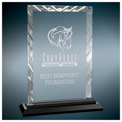 9" Rectangle Accent Glass Award w/Black Base