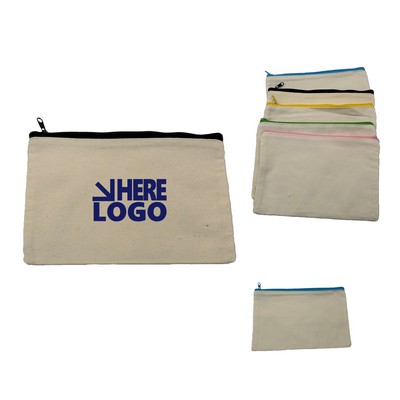Durable Canvas Pencil Cosmetic Bag