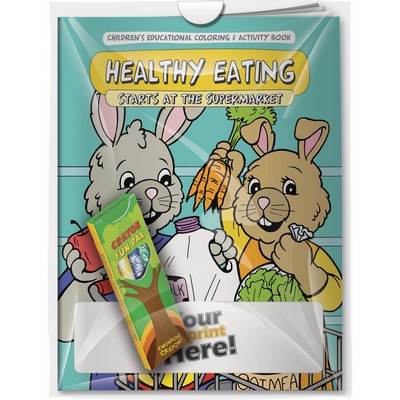 Combo Pack - "Healthy Eating Starts at the Supermarket" Coloring Book & 4-Pack of Crayon - Poly Bag