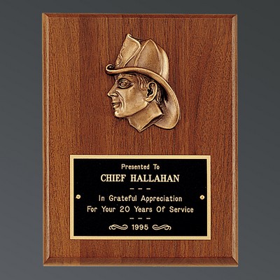 Genuine American Walnut Rectangle Plaque, Firefighter Relief, Small (7"x9")