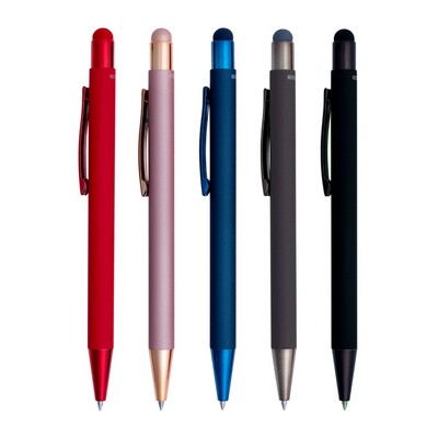 Union Printed - Stylus Satin Soft Touch Gel Click Recycled Aluminum Pen