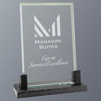 Rectangle Glass with Black Marble Base, Small (6"x7-1/4"H)