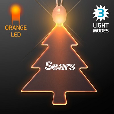 Acrylic Christmas Tree Shape Necklace with Amber LED - PRINTED