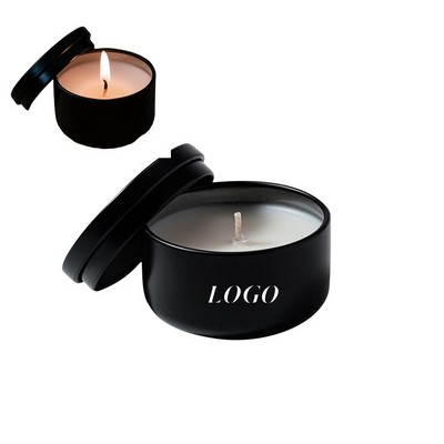 Soy Wax Candle In Black Tin