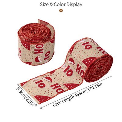 Christmas Ribbon HOHO Printed Woven Ribbon Wreath Decoration Gift Wrap Tree Ribbon
