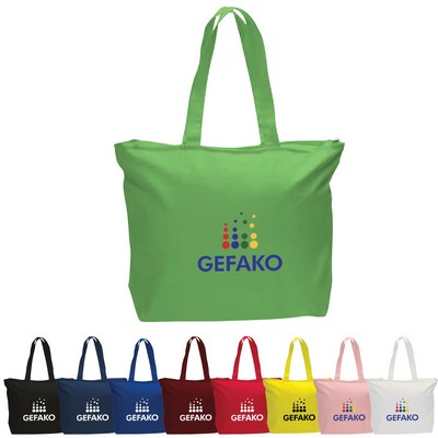 Cotton Canvas Zipper Tote Bag