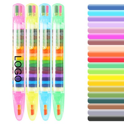 20 Colors Stackable Kids Paint Sticks Crayons Drawing Pens