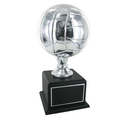 15 ½" Silver Volleyball Perpetual Trophy w/8" Ball on Black Base