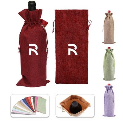 Linen Drawstring Wine Bag