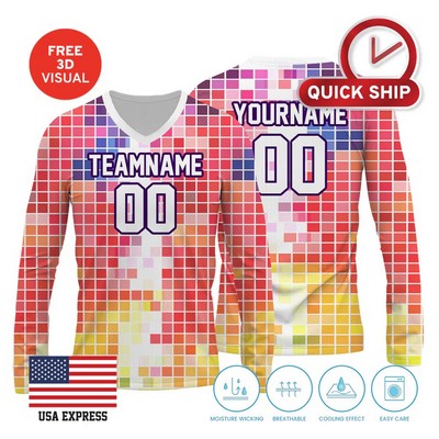 120GSM Milk Silk Long Sleeve V- neck (Full Dye Sublimation)