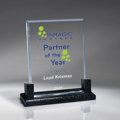 Rectangle Bevel Glass and Marble Pillar Base (Small)